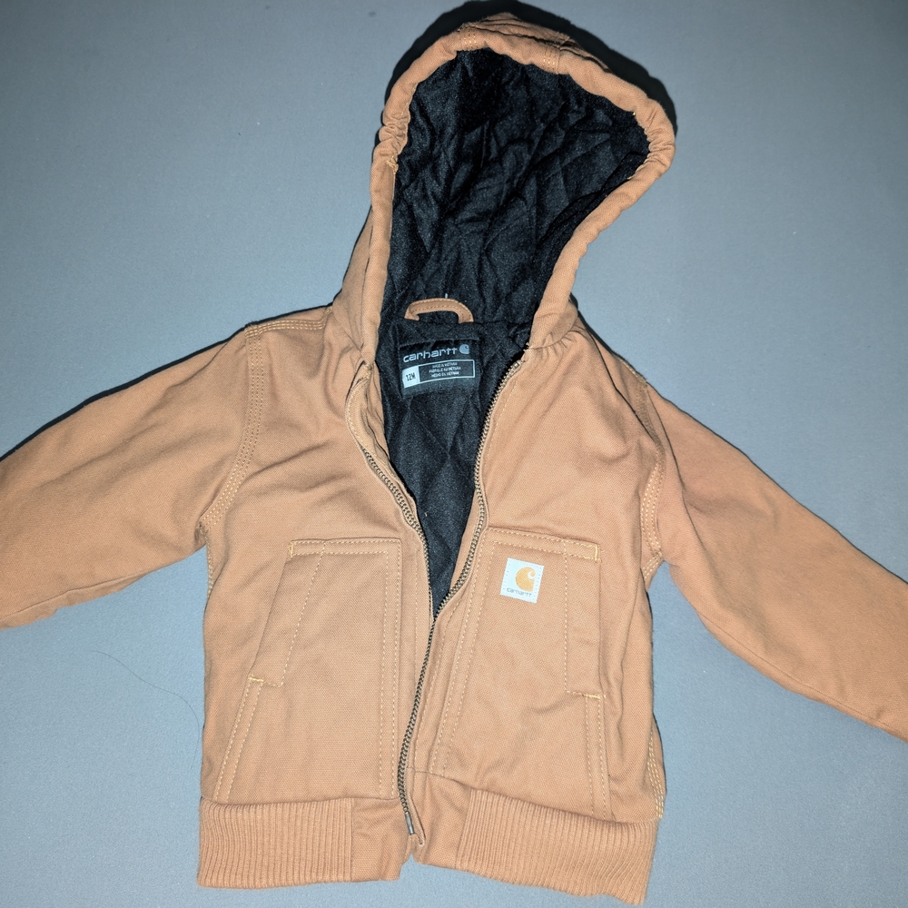 Carhartt Canvas Insulated Hooded Active Jacket for Babies - Brown - 12 Months